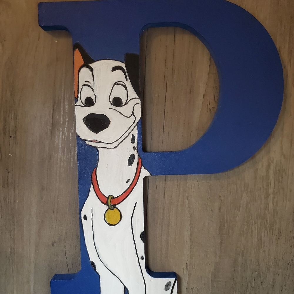 Hand painted pongo 101 Dalmatians letter art